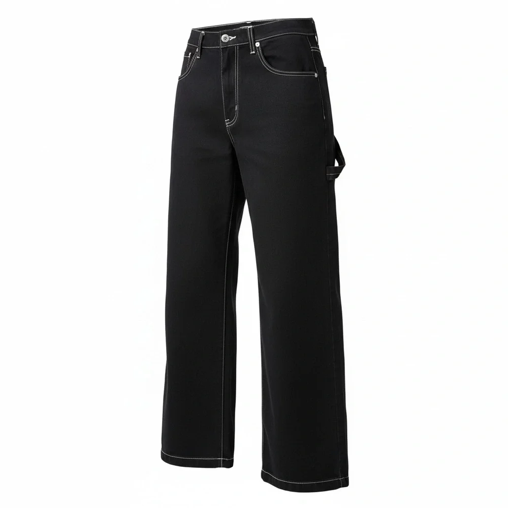 REFORMATION High-Rise Wide-Leg Black Jeans with Contrast Stitching, size 26 - Picture 3 of 11